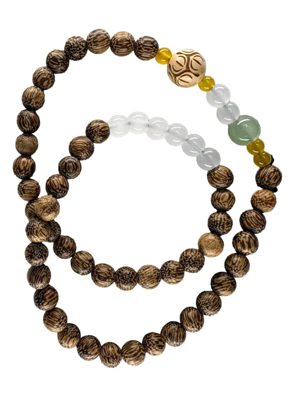Natural Agarwood 6mm Bead Double Wrap Bracelet 410mm ew Boxwood Crystal 9.56g